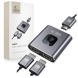 Hub adaptor Tech-Protect HB07 pentru dispozitive compatibile, 2-in-1 cu HDMI 4K 60Hz, space grey