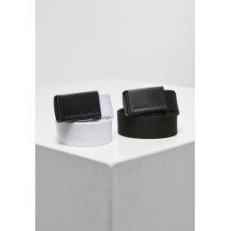 Canvas belt Kids 2-Pack black+white