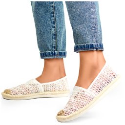 primohurt Białe espadryle z siateczki przewiewne espadryle damskie