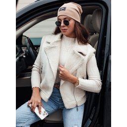 Vestă de damă din piele întoarsă cu garnitură de blană