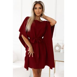 287-34 SOFIA Women's dress butterfly with waist tie - BORDÓ