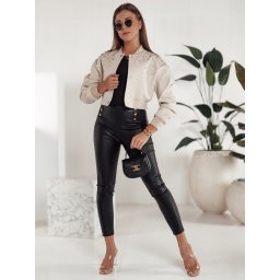 Pantaloni negri din piele pentru femei SKINLOVE