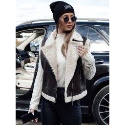 Vestă de catifea pentru femei cu blană WOOLZIP