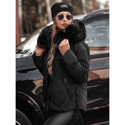 Geacă de iarnă pentru femei MODIVA cu glugă, neagră