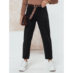 Pantaloni chino negri pentru femei cu curea