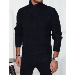 Pulover negru cu guler înalt pentru bărbați