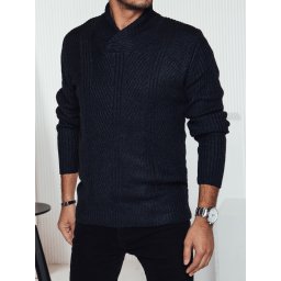 Pulover bărbătesc bleumarin cu guler șal