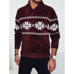 Pulover bărbătesc bordo cu fulgi de zăpadă