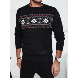 Pulover negru bărbătesc cu model de fulgi de nea