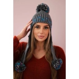 Women's cap with long ears Nadia K321 dark gray
