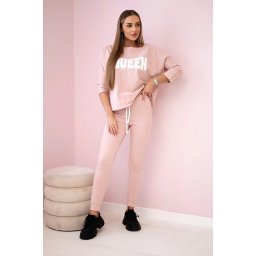 Set with Queen print dark powder pink