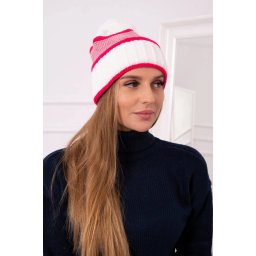 Women's Cap Kinga K297 White + Neon Pink + Dark Pink