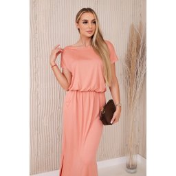 Women's viscose dress with pockets - dark apricot