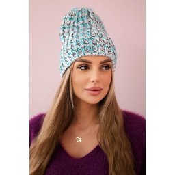 Women's cap Lora K312 turquoise + gray