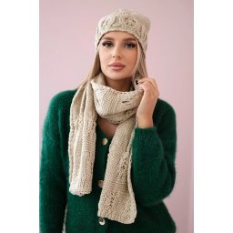 Women's set with scarf Adrianna K417 dark beige