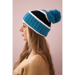 Women's cap Kinga K297 turquoise + navy blue
