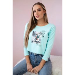 Blouse with Star Style mint print