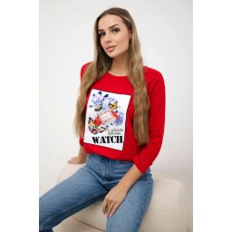 Blouse with 3D Watch red graphics