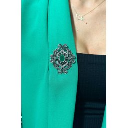 Brooch XZ459-107 silver + green