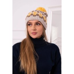 Women's cap Laila K283 light beige+cappuccino