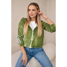 Velour hoodie green