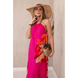 Women's Summer Viscose Dress - Fuchsia