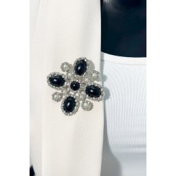 Floral brooch 2 silver + black