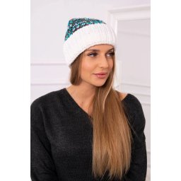 Women's cap Iris K348 white+turquoise