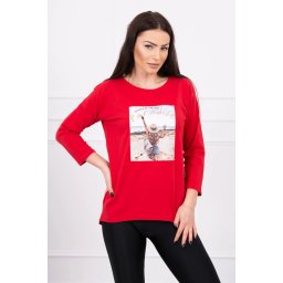 Blouse with Paradise red print