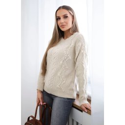 Sweater with beige weave of braids