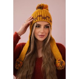Women's cap with long ears Nadia K321 mustard