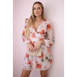 Airy dress with a floral motif in powder pink