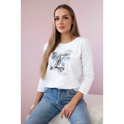 Blouse with Star Style print white