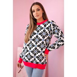 Sweater with a geometric motif in white color