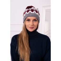 Women's cap Laila K283 dark gray+white+wine