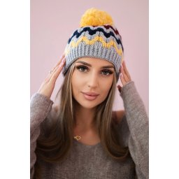 Women's cap Laila K283 dark gray+yellow