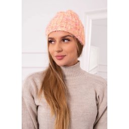 Women's cap Cina K259 ecru + raspberry