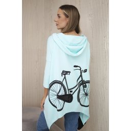 Mint cycling print hoodie