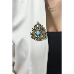 Brooch XZ459-191 gold + blue
