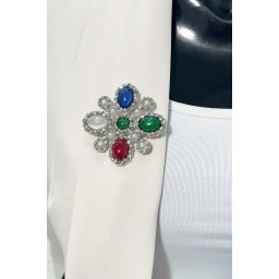 Floral brooch 2 silver + multicolored