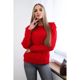 Sweater with cable weave in red