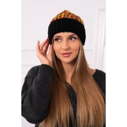 Women's cap Iris K348 black+mustard