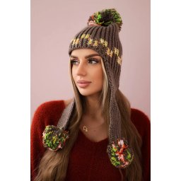 Women's cap with long ears Nadia K321 cappuccino