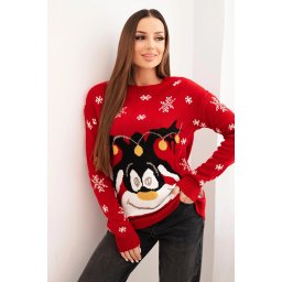 Christmas sweater with reindeer red