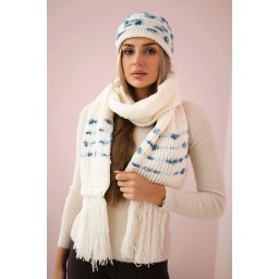 Women's set with scarf Anika K304 ecru+jeans