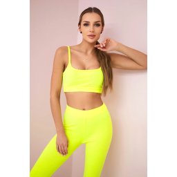 Striped top set with a yellow neon blouse
