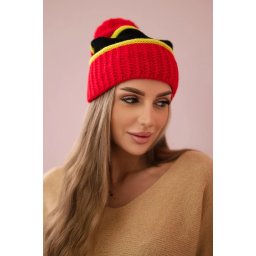 Women's cap Kinga K297 red + kiwi + black