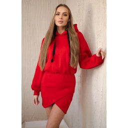 Insulated dress with a clutch at the bottom red