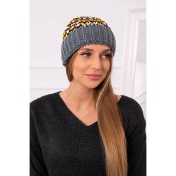 Women's cap Iris K348 dark gray+yellow