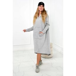 Insulated dress with a hood in gray color